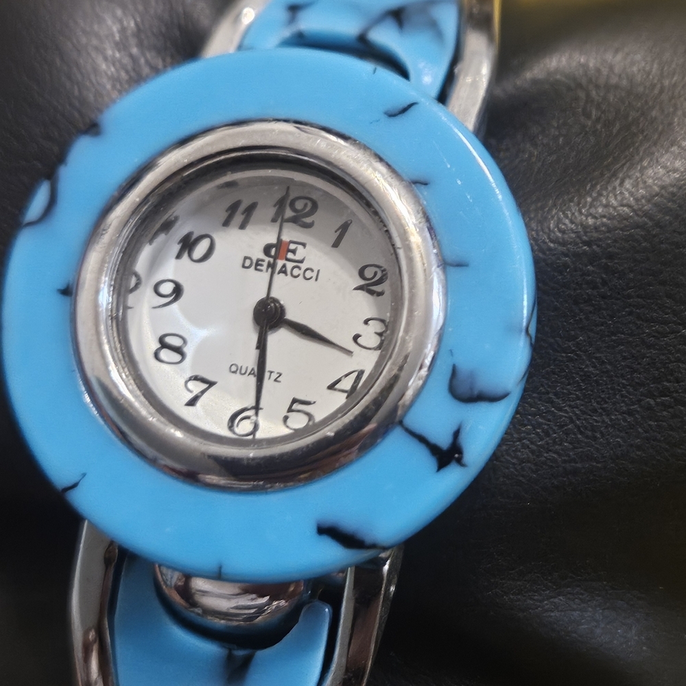 Denacci Turquoise and Silver Cuff Watch